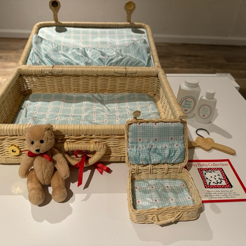 American Girl Bitty Baby and Bitty Bear Suit Case and Bitty Bear